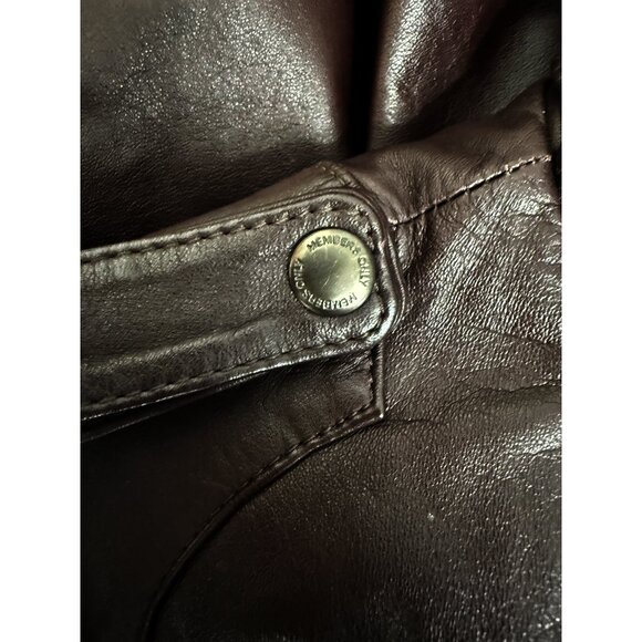 Members Only Men's Chocolate Brown Leather Bomber Jacket 42 - Picture 8 of 16